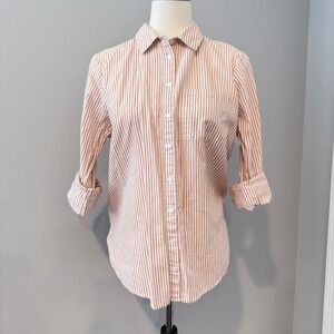 Forever 21 Women's Medium Yellow Striped Button-Down Shirt Casual Career